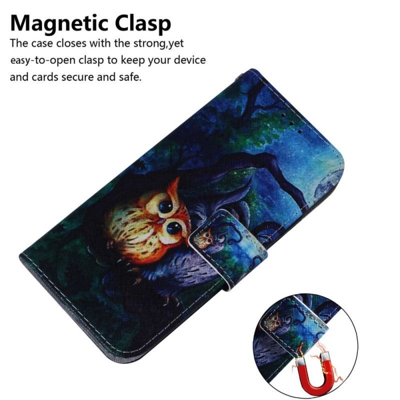 Læder Cover Samsung Galaxy S23 Ultra 5G Maler Ugler