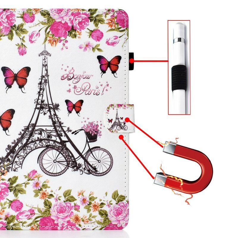Læder Cover Samsung Galaxy Tab A7 Lite Eiffeltårnet Cykel
