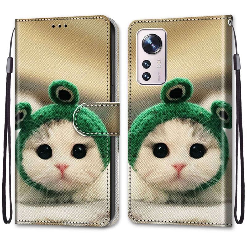 Læder Cover Xiaomi 12 / 12X Katte Med Snor