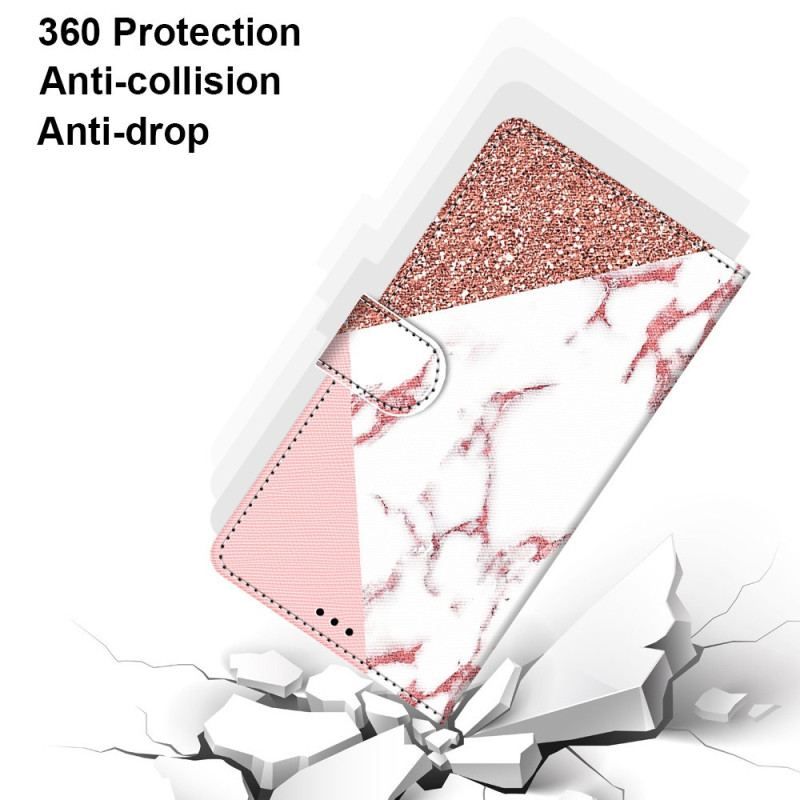 Læder Cover Xiaomi 12 / 12X Marmor Og Glitter Trekant