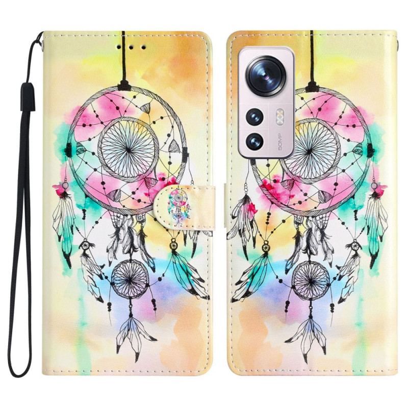 Læder Cover Xiaomi 12 Lite Med Snor Strap Dream Catcher