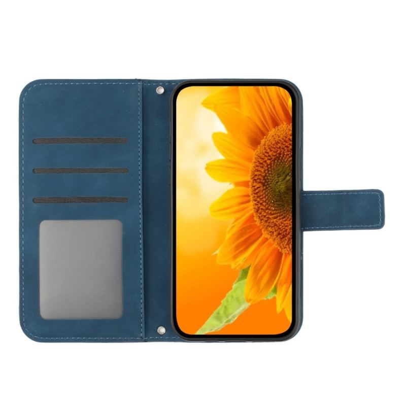 Læder Cover Xiaomi 13 Blomst Med Snor