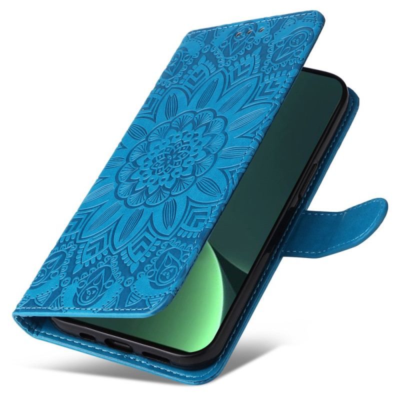 Læder Cover Xiaomi 13 Mandala Sun Med Snor