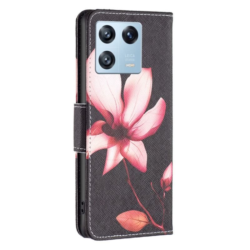 Læder Cover Xiaomi 13 Pro Lyserød Blomst