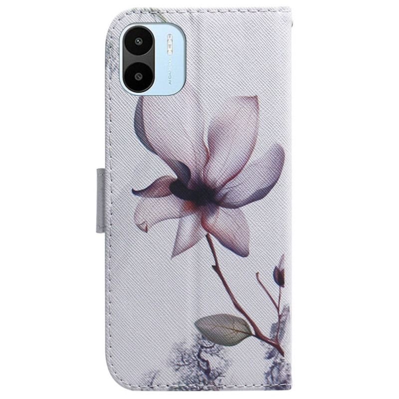 Læder Cover Xiaomi Redmi A1 Blomst Støvet Pink