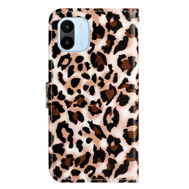 Læder Cover Xiaomi Redmi A1 Med Snor Strappy Leopard Print