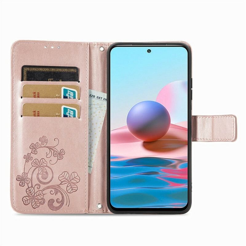 Læder Cover Xiaomi Redmi Note 10 5G Blomster I Vinden