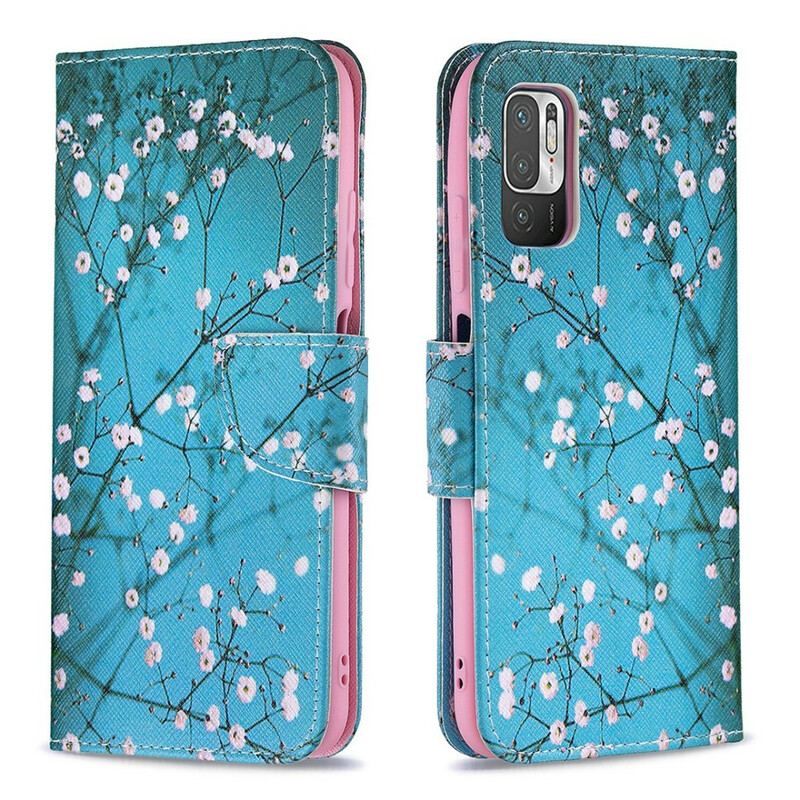 Læder Cover Xiaomi Redmi Note 10 5G Blomstrende Træ