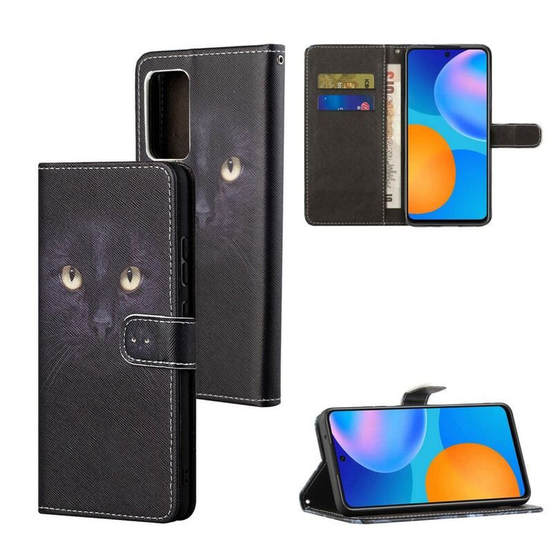 Læder Cover Xiaomi Redmi Note 10 5G Med Snor Strappy Cat Eyes