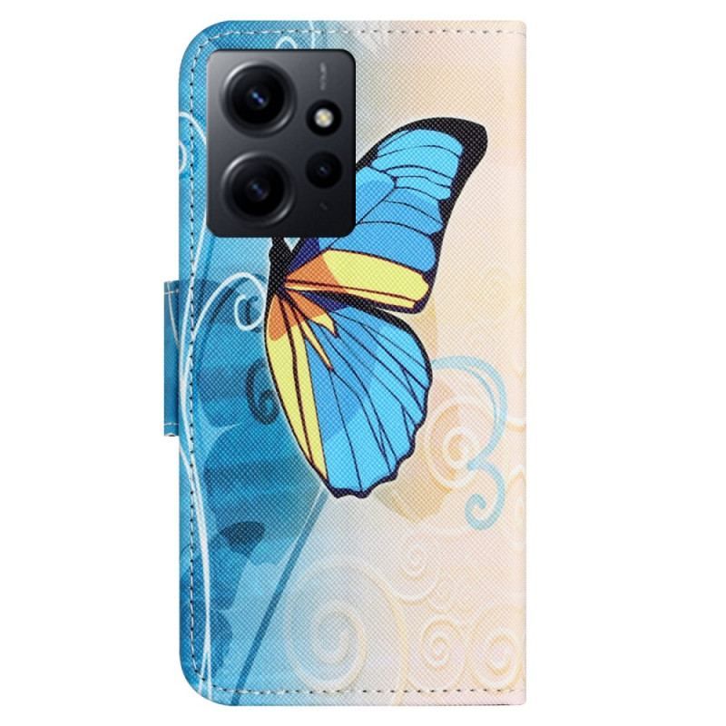 Læder Cover Xiaomi Redmi Note 12 4G Sommerfugle