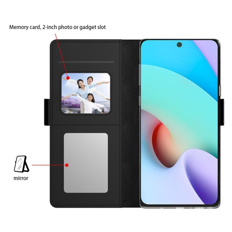 Læder Cover Xiaomi Redmi Note 12 5G Aftageligt Spejl Og Kortholder