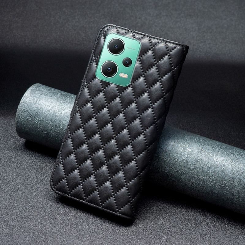 Læder Cover Xiaomi Redmi Note 12 5G Quiltet Binfen Farve