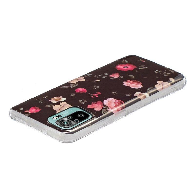 Mobilcover Poco M5s Fluorescerende Liberty-blomster