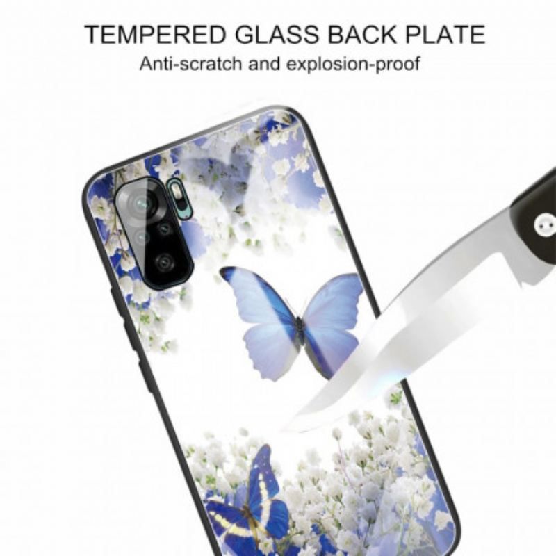 Mobilcover Xiaomi Redmi Note 10 / 10S Sommerfugle Design Hærdet Glas