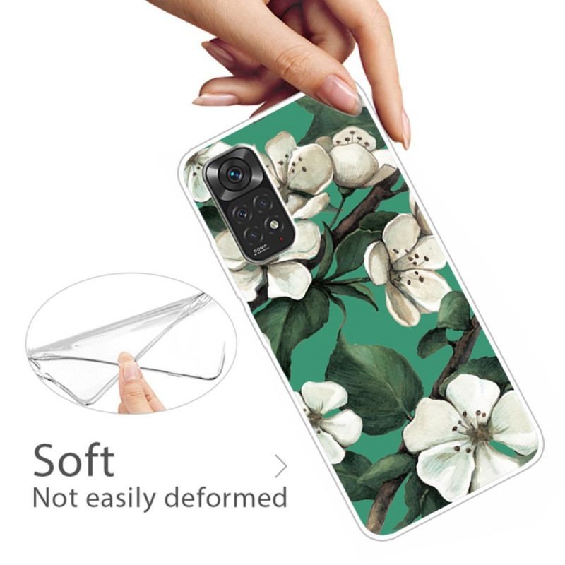 Mobilcover Xiaomi Redmi Note 11 / 11S Malede Hvide Blomster