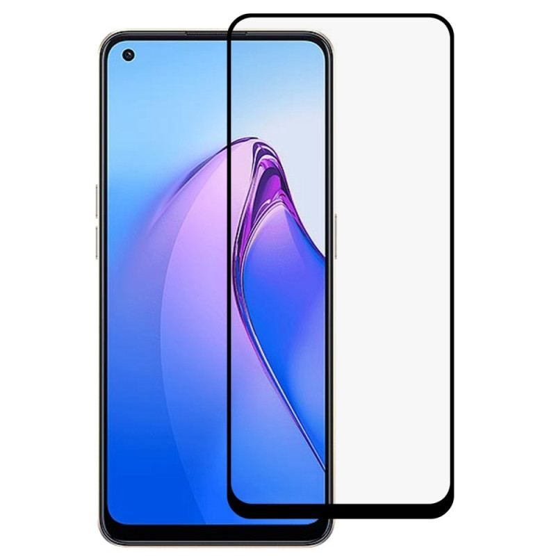 Oppo Reno 8 Skærmbeskytter I Hærdet Glas. Sorte Kanter